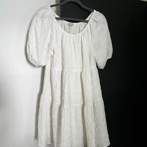 Moon River White Textured Mini Dress